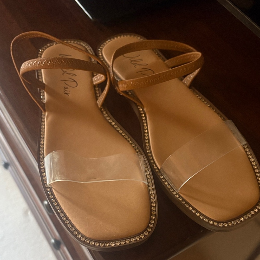 Wild pair Elegant Tan Sandals with Clear Straps new